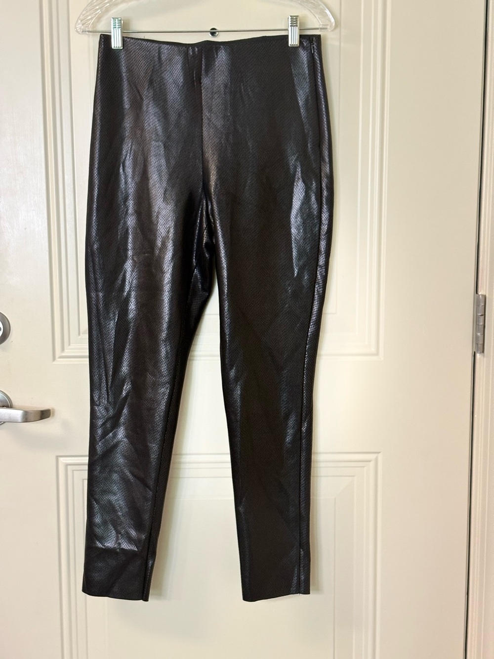 ZARA Brown Python Snake-Embossed Faux-Leather Hi-Waisted Slim Pants SZ M EUC